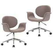 VidaXL Chaises pivotantes à manger lot de 2 taupe tissu Modèle Nevada - 3054869