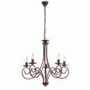 BeLight Alma Lustre en fer laqué noir décor cuivre antique 5 lumières 120 d.57 BL130-5-NR - noir 8050713211349