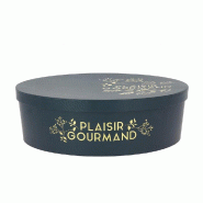 Boite carton ronde empilable "Plaisir Gourmand" Ø33x10cm - par 10
