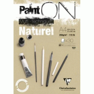 Clairefontaine Lot de 4 Bloc encollé de 30 feuilles de papier Paint ON Mix Media Naturel, 250 g/m², A4 - 3329680965407