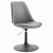 Décoshop26 - Chaise de salle à manger x1 pivotante hauteur réglable en PVC gris et pied trompette en métal noir 10_0003759 - gris 3000251752311 Décoshop26 - Chaise de salle à manger x1 pivotante hauteur réglable en PVC gris et pied trompette en métal noir 10_0003759 - gris 3000251752311