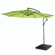 Décoshop26 - Parasol déporté protection solaire Ø 3m inclinable polyester/acier 11kg citron vert avec support 04_0000941 - acier 3000103232695