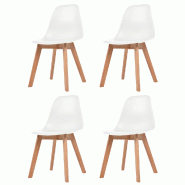 Décoshop26 - Set de 4 chaises de salle à manger design scandinave en plastique blanc et bois DEC025603 - blanc 3000255342518 Décoshop26 - Set de 4 chaises de salle à manger design scandinave en plastique blanc et bois DEC025603 - blanc 3000255342518
