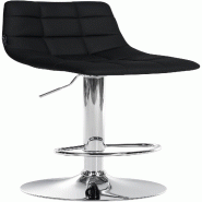 Décoshop26 - Tabouret de bar x1 moderne en PVC noir motif matelassé piètement trompette métal chromé 10_0005646 - noir métal 3000265134080