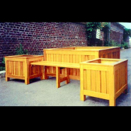 Ensemble jardinières et bancs en bois massif AGORA - 3 séries disponibles - Aménagement urbain_1