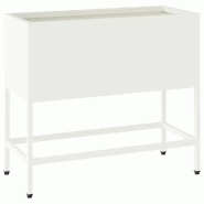 Helloshop26 - Bac de jardin surélevé moderne 60 x 26 x 45 cm design contemporain ambiance fraîche en acier blanc 02_0052096 - blanc métal 30002372