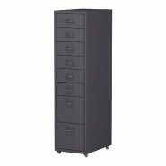 Helloshop26 - Caisson de bureau armoire meuble de rangement à roulettes avec 8 tiroirs 109 x 28 x 41 cm gris foncé 03_0009112 - 3000224515349