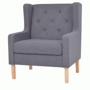 Helloshop26 - Fauteuil chaise siège lounge design club sofa salon tissu gris 1102324 - gris Bois massif 3001498299898
