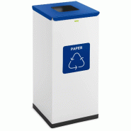 Helloshop26 - Poubelle de recyclage- 60 l blanc labellisée papier acier blanc 14_0009744 - blanc acier 3000221815503