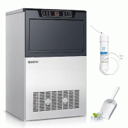 Leevot machine à glaçons professionnelle XZDS-55 - 42kg/24h - stockage 12kg - 290W - inox - double alimentation eau - gris acier XZDS-55