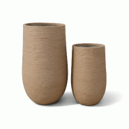 Now's Home - Set de 2 pots ronds haut en fibre d'argile terre cuite  ht55/75 comporta - 3256390254081