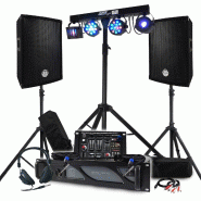 Pack Sono BM SONIC Amplificateur 1000W, Paire d'Enceintes 2x300W, Table de Mixage, Portique + 48 effets lumières EUPHORIA, Pieds - 3666638039200