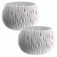 WellHome - Lot de 2 pots 2,3 L Bowl Sandy Ø23,8 cm chacun, coloris blanc - blanc plastique PK4185