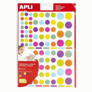 Apli Lot de 10 Etui de 624 gommettes Ronds, coloris assortis (6 feuilles / cdt) - 8410782184638