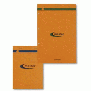 Clairefontaine Lot de 5 Bloc Master orange format 210x318 (A4 détaché), 100 feuilles agrafées 70 g/m² détachables, quadrillé 5x5, perforation 4
