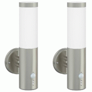 Helloshop26 - Lot de 2 appliques murales cylindriques modernes jardin 15 x 7,5 x 33 cm en acier inoxydable argenté 02_0056502 - argenté inox 3000239