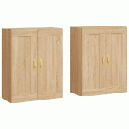 Helloshop26 - Lot de 2 armoires murales modernes espace de rangement 69,5 x 34 x 90 cm en bois d'ingénierie chêne sonoma 02_0055498 - Bois massif 30