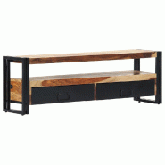Helloshop26 - Meuble télé buffet tv télévision design pratique 120 cm bois de sesham solide 2502061 - Bois massif 3002467131652