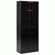 Merax Armoire haute 70 x 35 x 180 cm avec fenêtre en acrylique, éclairage LED contrôlable par application et double porte, noir - noir multi-matér Merax Armoire haute 70 x 35 x 180 cm avec fenêtre en acrylique, éclairage LED contrôlable par application et double porte, noir - noir multi-matér