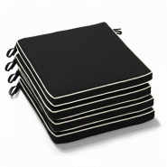 Oviala Business Lot de 4 galettes de chaises unies carrées 40 cm noir - noir polyester 114970