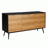 Oviala Business Oviala Buffet scandinave effet bois clair 2 portes 3 tiroirs 150 cm noir - noir Bois massif 113681 Oviala Business Oviala Buffet scandinave effet bois clair 2 portes 3 tiroirs 150 cm noir - noir Bois massif 113681