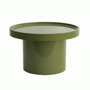 Oviala Business Table basse ronde 50 cm en MDF effet laqué vert olive - vert Bois manufacturé 114319