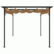 Pergola avec toit rétractable taupe 3x3 m acier 180 g/m² Modèle Vega StudioDesk Essence - 8720286106471