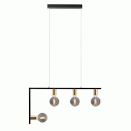 ROSSINI ILLUMINAZIONE Twin Lampe À Suspension Design Moderne En Métal, Coloris Noir Et Laiton Satiné, Raccordement E27, Ip20, 75W - Groupe Rossini