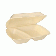 Starpak 200 Boîtes à menus avec couvercle à charnière, XPS, 2 compartiments, 7,5 cm x 24,3 cm x 20,8 cm cm, couleur crème - beige plastique 90374