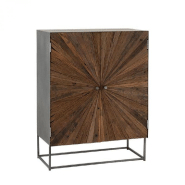 BUFFET TINA  2 PORTES MARRON BOIS  / PIEDS MÉTAL NOIR