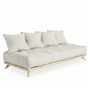 CANAPÉ CONVERTIBLE FUTON SENZA PIN NATUREL COLORIS NATUREL COUCHAGE 90 CM.