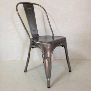 Chaise en metal factory - edition brillant - acier brosse Chaise en metal factory - edition brillant - acier brosse