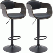 CLP Lot de 2 tabourets de bar Kingston Noir / Gris/Similicuir - gris polyester 323992 CLP Lot de 2 tabourets de bar Kingston Noir / Gris/Similicuir - gris polyester 323992