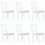 Décoshop26 - Set de 6 chaises de salle à manger blanc et bois clair bois hévéa massif blanc DEC025665 - blanc 3000255377305 Décoshop26 - Set de 6 chaises de salle à manger blanc et bois clair bois hévéa massif blanc DEC025665 - blanc 3000255377305