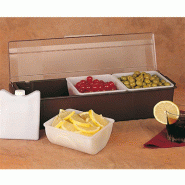 Distributeur à condiments 3 compartiments 49,5x15,7x9cm PS noir