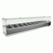 Gastro-Inox Vitrine réfrigérée à poser en inox avec dessus en verre 2000x395x440mm - 7445908667697