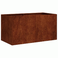 Helloshop26 - Jardinière en acier résistante aux intempéries 80 x 40 x 40 cm pour extérieur décoratif élégant style moderne rouillé 02_0051463