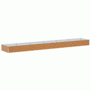 Helloshop26 - Jardinière surélevée extérieure 582 x 100 x 36 cm drainage optimal style industriel en acier galvanisé marron clair 02_0059050 - ma