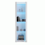 Merax Vitrine blanche brillante avec éclairage LED, 3 étagères en verre, 55*38*166 cm, vitrines, vitrines sur pied, armoires de rangement - blanc m