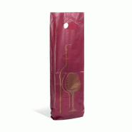 Sac 1 bouteille PEHD Lie de Vin poignées découpées 12+3/3x46cm par 1000 - rouge 3700481693445