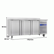Table réfrigérée sur roulettes 3 portes avec dosseret tropicalisé - SNACK3200TN