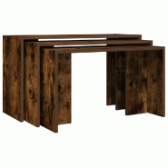 Tables gigognes 3 pcs chêne fumé bois d'ingénierie Modèle Apex Stella - 858537