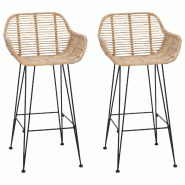 VidaXL Chaise de bar 2 pcs Naturel 55 x 52 x 92 cm Rotin et métal Modèle Apex Vision - 42011552_0