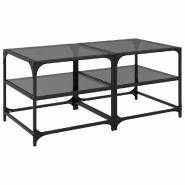 VidaXL Tables basses avec dessus en verre noir 2 pcs 50x50x45 cm acier Modèle Panorama - 846009