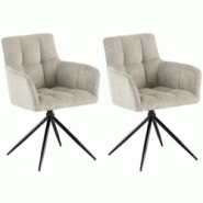 CLP Lot de 2 chaises de salle à manger Jonah en tissu Taupe - gris textile 327137 CLP Lot de 2 chaises de salle à manger Jonah en tissu Taupe - gris textile 327137