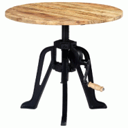 Décoshop26 - Table d'appoint console d'entrée meuble de salon hauteur réglable bois de manguier massif et fonte DEC032318 - Bois massif 3000258914286