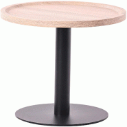 Décoshop26 - Table d'appoint moderne plateau rond en bois couleur chêne Ø40cm design avec pied central en métal noir 10_0009150 - noir métal 3000