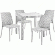 Ensemble de 4 chaises Sicignano avec table carrée en rotin blanc - blanc plastique polypropylène 8050054388519