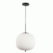 Fabas Luce Suspension Domizia En Métal Et Verre Soufflé Noir Ø320 Mm, Douille E27, Design Élégant Pour Une Utilisation Intérieure, Ip20 Classe 1