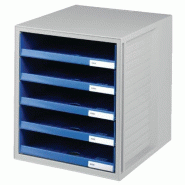 HAN Module de classement SCHRANK-SET, 5 tiroirs, en PS, coloris gris clair/bleu - 1401-14
